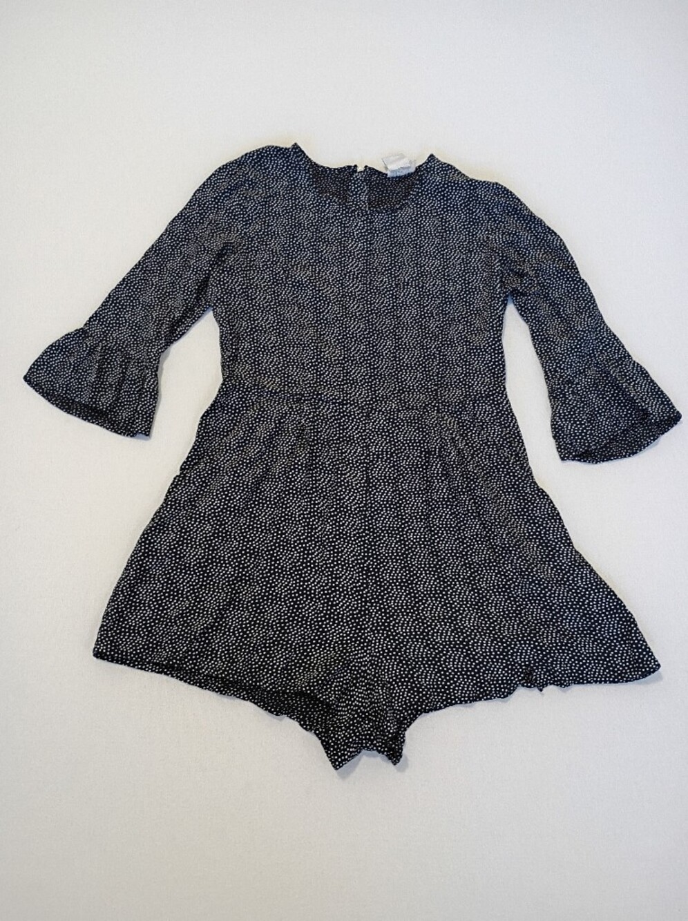 Fairycore Cooperative Polka Dot Long Sleeve Bell Sleeve Shorts Romper Black